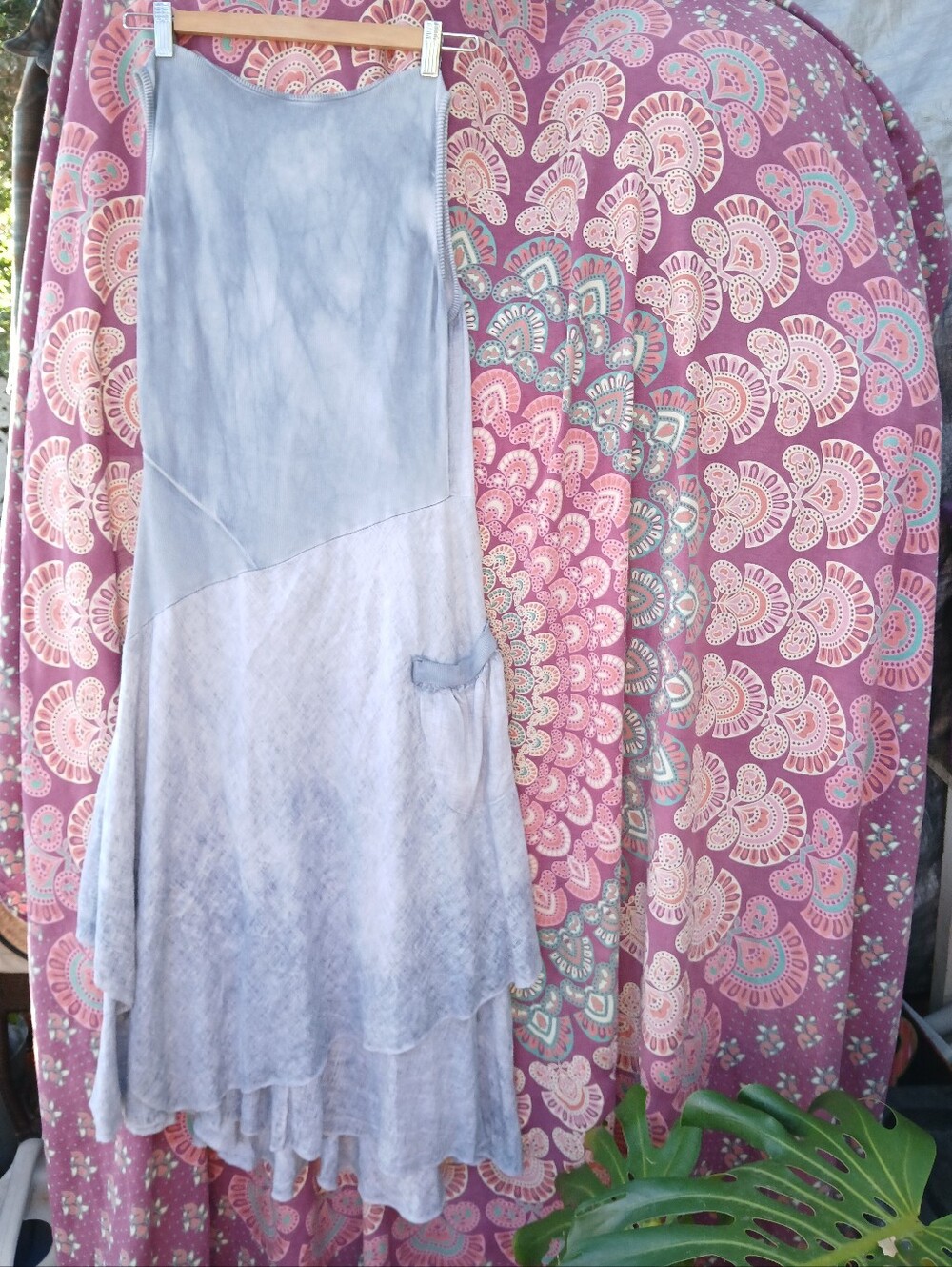 INIZIO Light Wash Asymetrical Sleeveless 100% Italian Linen Maxi Dress - Picture 2 of 8